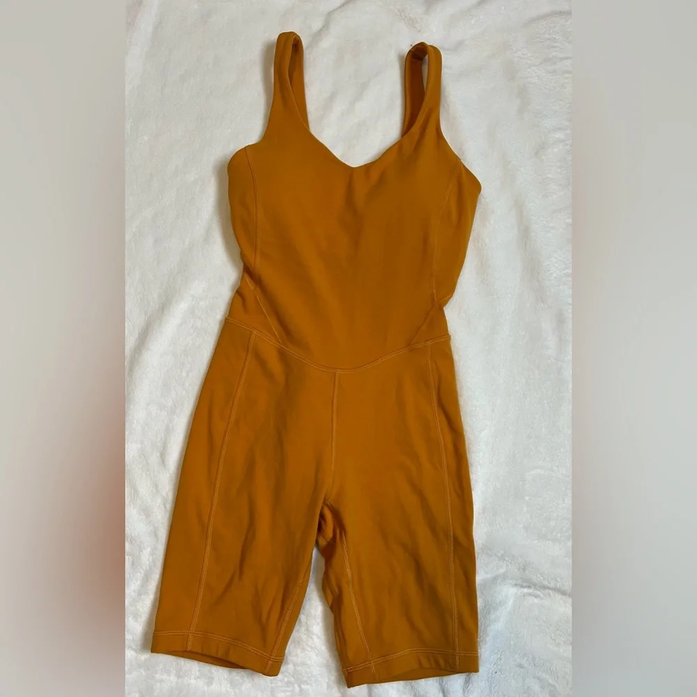Lululemon Align Bodysuit 8" Gold Color Jumpsuit Romper One Piece Size 2 - Picture 3 of 6